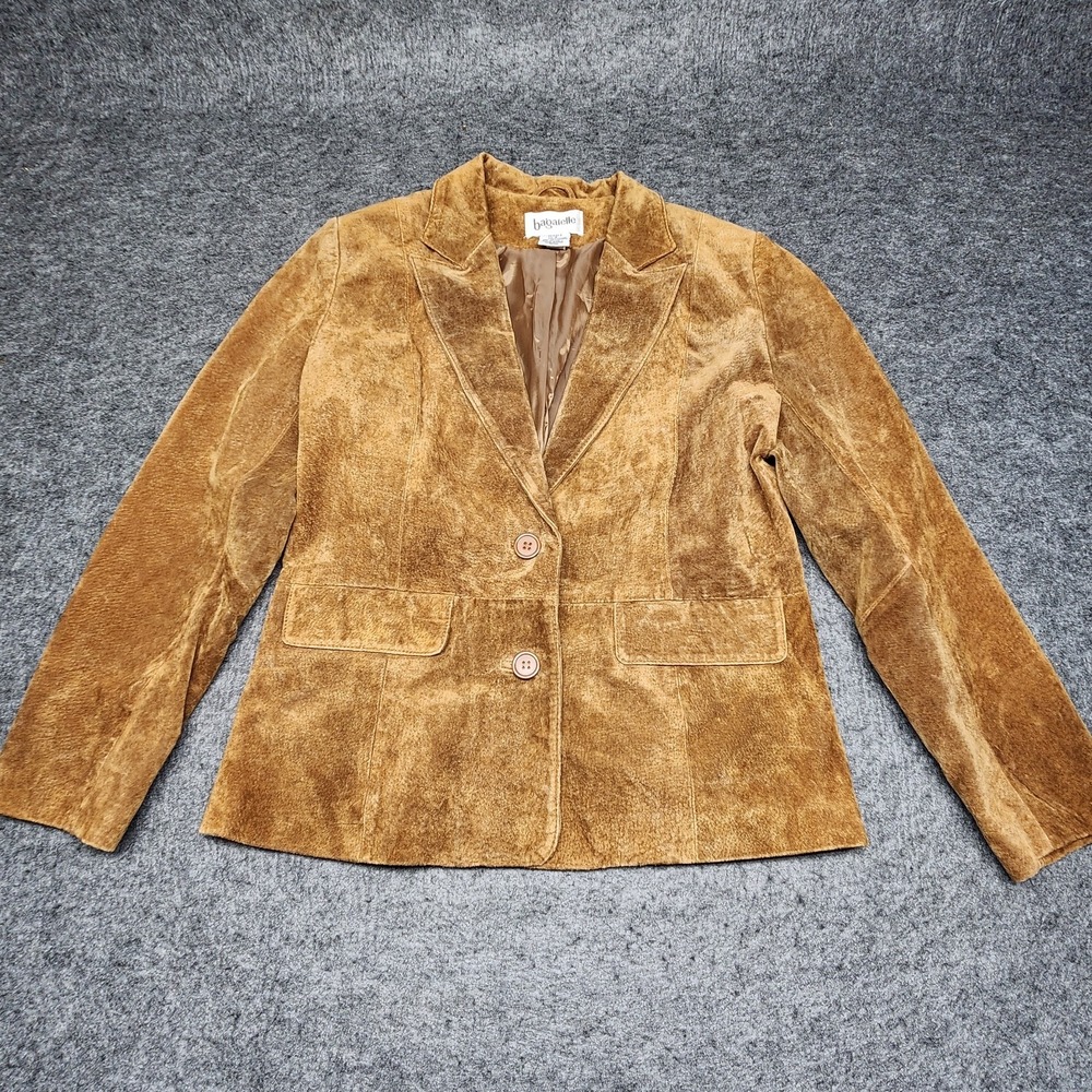 Bagatelle Womens Suede Leather Brown Two Button Close Blazer Jacket 6 Boho Chic